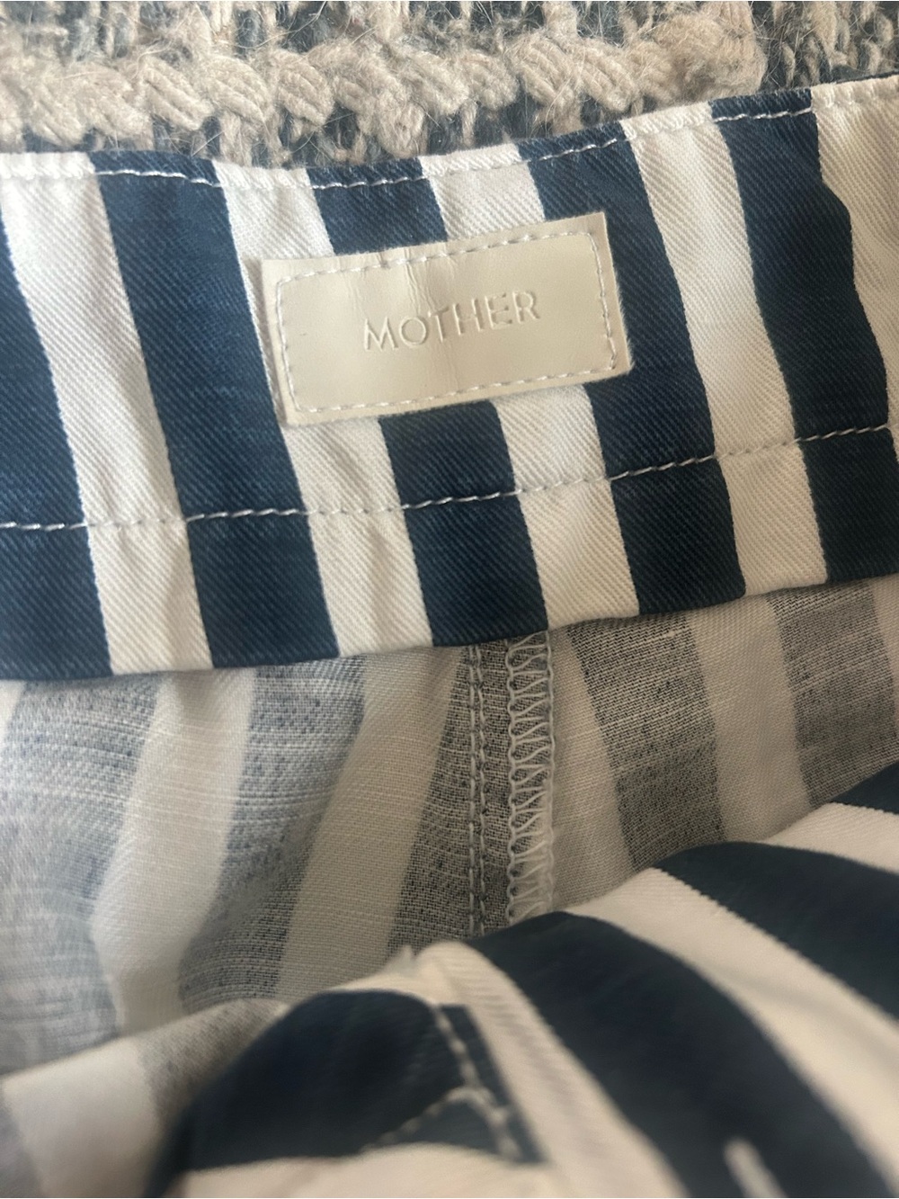 MOTHER The Cinch Greaser Navy White Vertical-Stripe Wide-Leg Pants Size 28 NWOT - Picture 7 of 8
